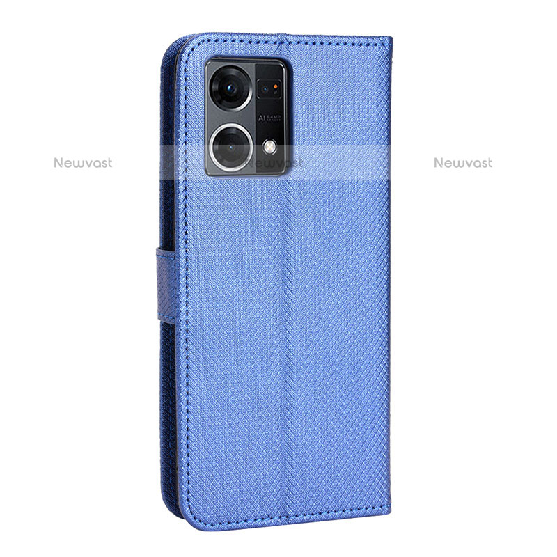 Leather Case Stands Flip Cover Holder BY1 for Oppo F21s Pro 4G Blue