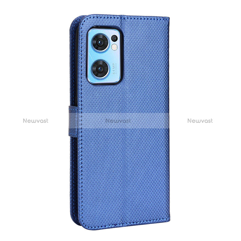 Leather Case Stands Flip Cover Holder BY1 for Oppo Find X5 Lite 5G Blue