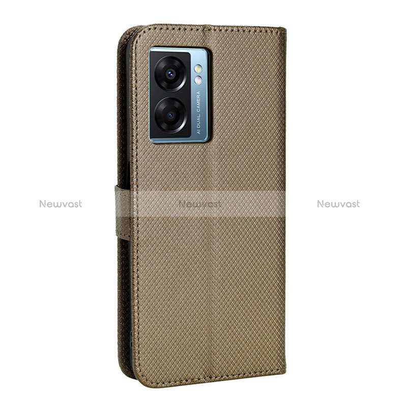 Leather Case Stands Flip Cover Holder BY1 for Oppo K10 5G India Brown