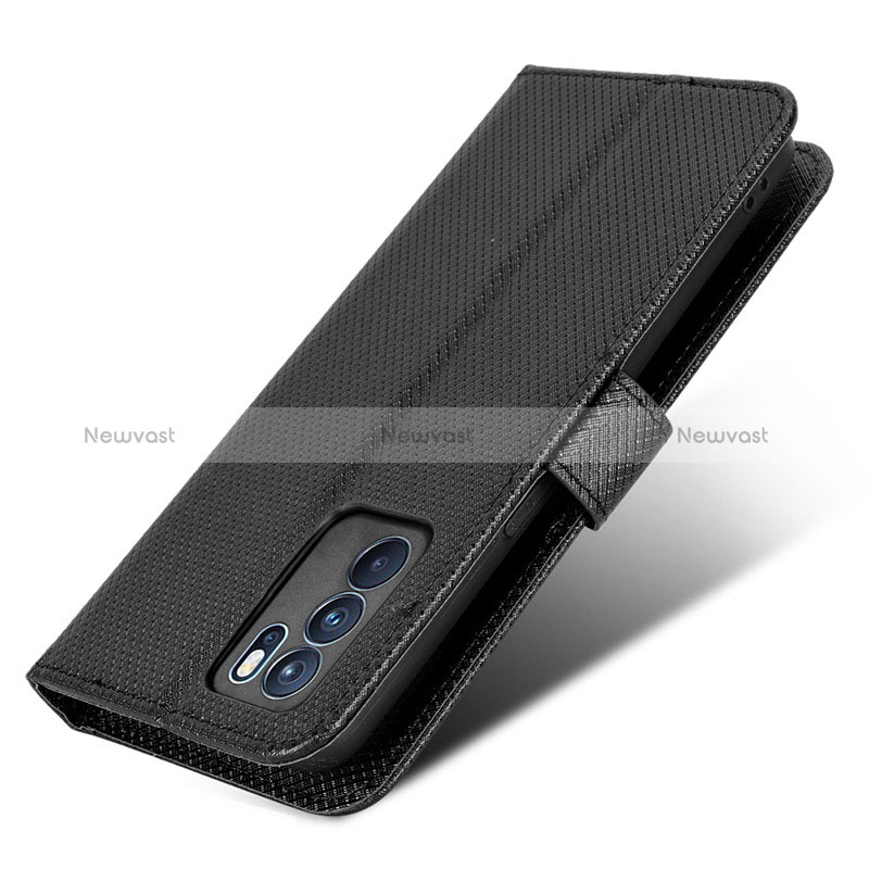 Leather Case Stands Flip Cover Holder BY1 for Oppo Reno6 5G