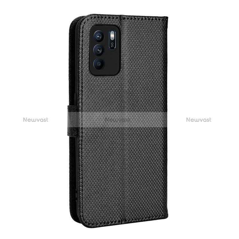 Leather Case Stands Flip Cover Holder BY1 for Oppo Reno6 Z 5G Black