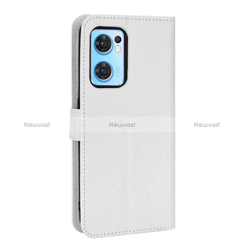 Leather Case Stands Flip Cover Holder BY1 for Oppo Reno7 5G White