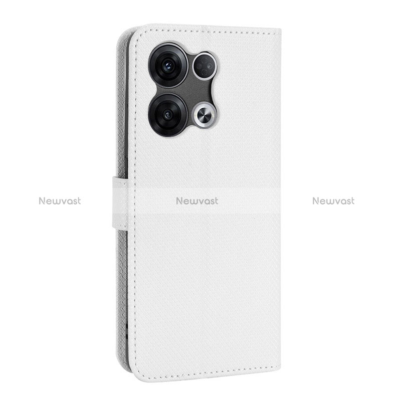 Leather Case Stands Flip Cover Holder BY1 for Oppo Reno9 5G White