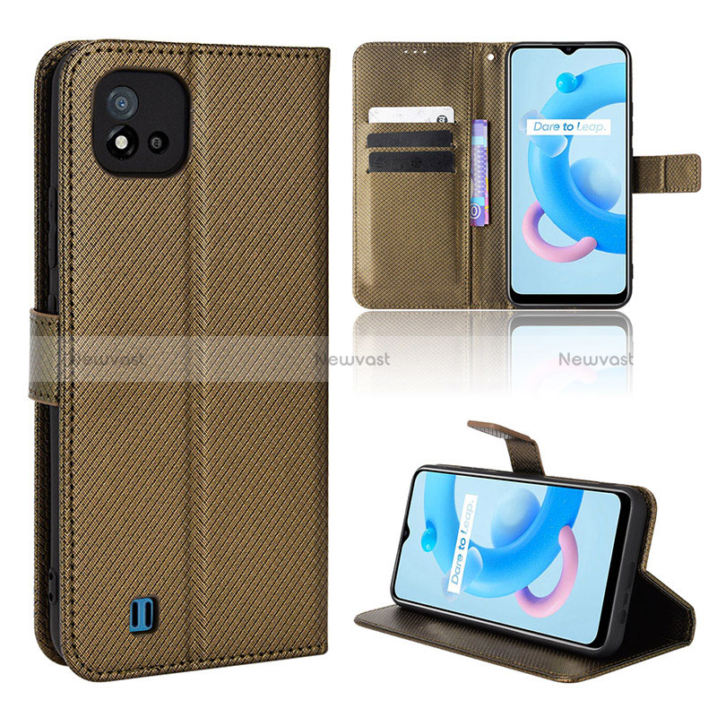 Leather Case Stands Flip Cover Holder BY1 for Realme C11 (2021)