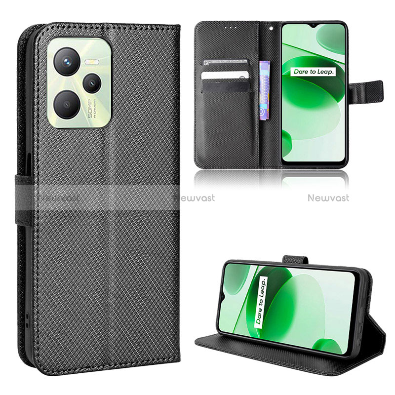 Leather Case Stands Flip Cover Holder BY1 for Realme C35