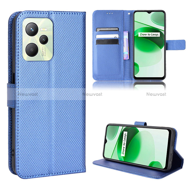 Leather Case Stands Flip Cover Holder BY1 for Realme C35