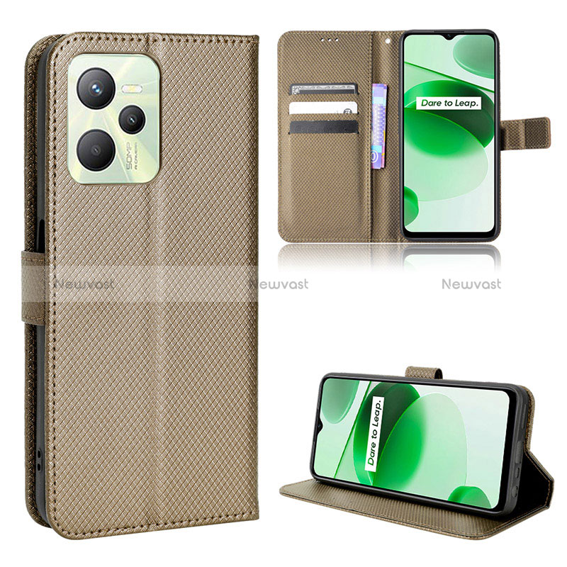 Leather Case Stands Flip Cover Holder BY1 for Realme C35