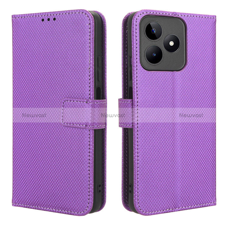 Leather Case Stands Flip Cover Holder BY1 for Realme C53