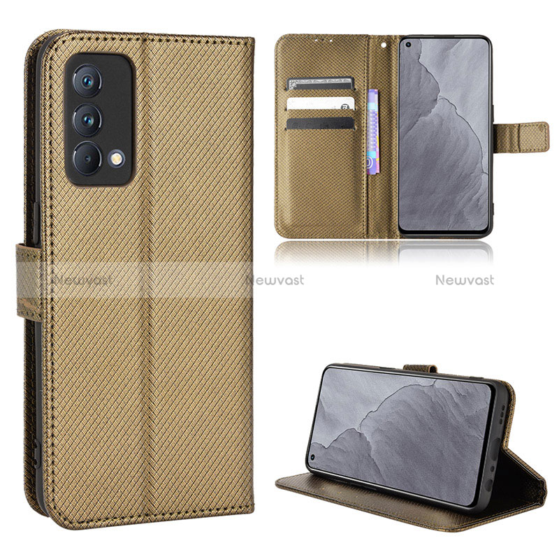 Leather Case Stands Flip Cover Holder BY1 for Realme GT Master 5G Brown