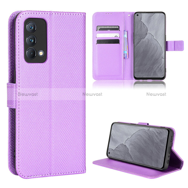 Leather Case Stands Flip Cover Holder BY1 for Realme GT Master 5G Purple