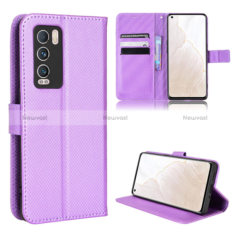 Leather Case Stands Flip Cover Holder BY1 for Realme GT Master Explorer 5G Purple