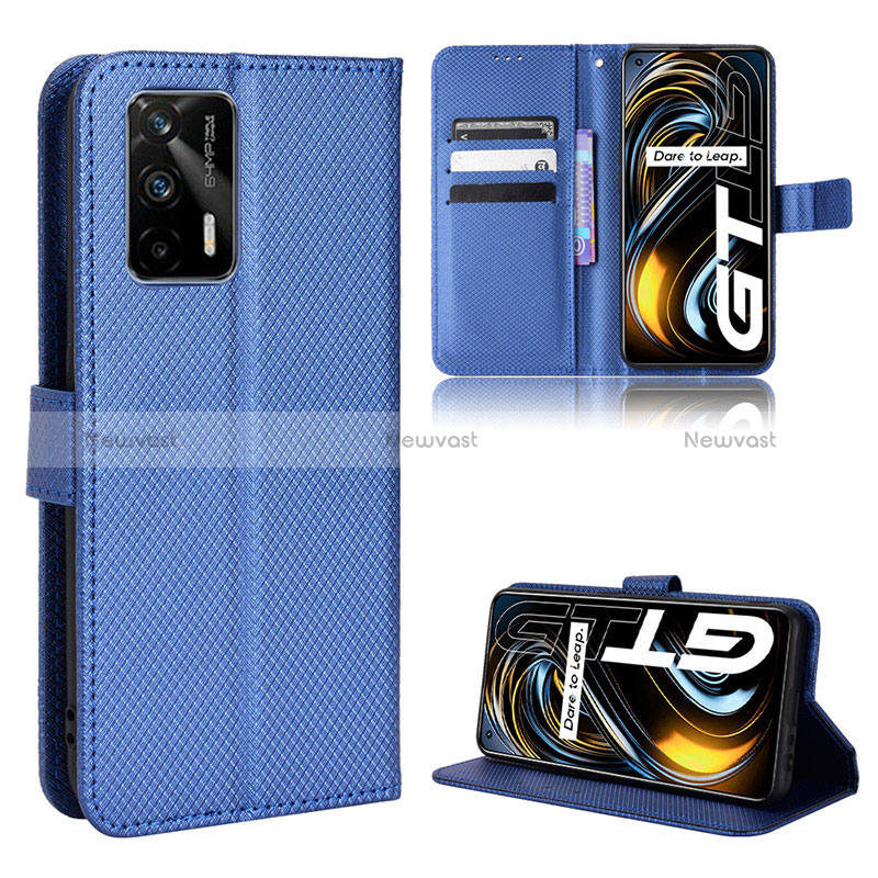 Leather Case Stands Flip Cover Holder BY1 for Realme GT Neo 2T 5G Blue