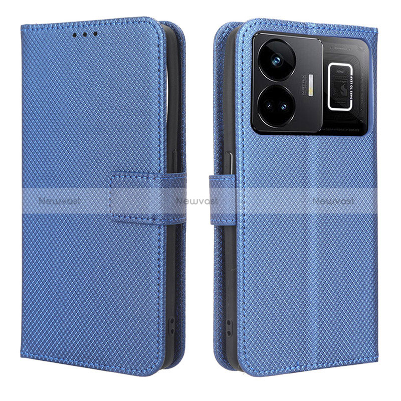 Leather Case Stands Flip Cover Holder BY1 for Realme GT Neo6 5G Blue