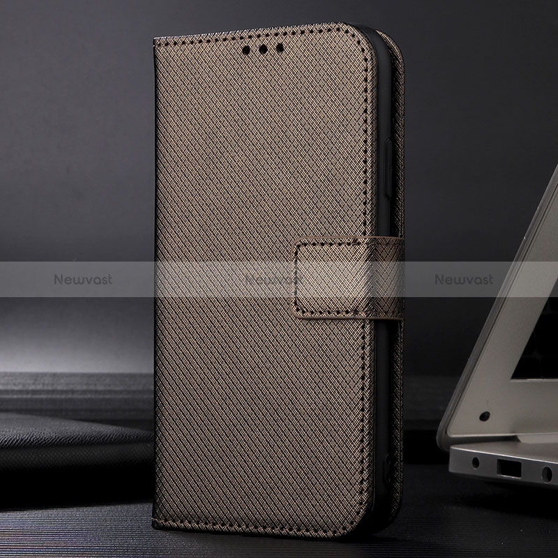 Leather Case Stands Flip Cover Holder BY1 for Realme Narzo 50 4G Brown