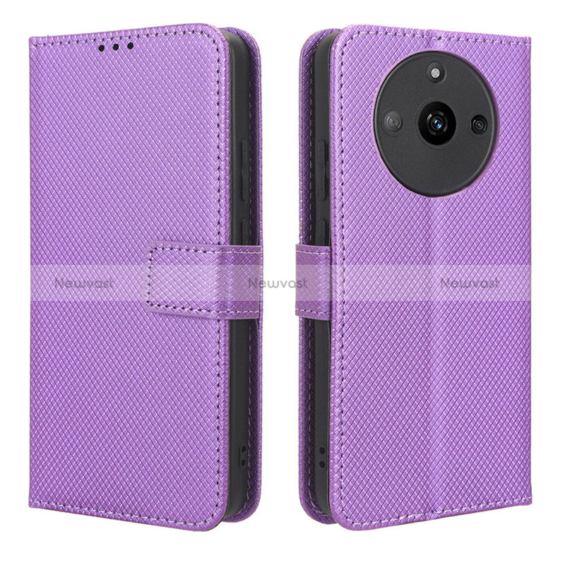 Leather Case Stands Flip Cover Holder BY1 for Realme Narzo 60 5G Purple