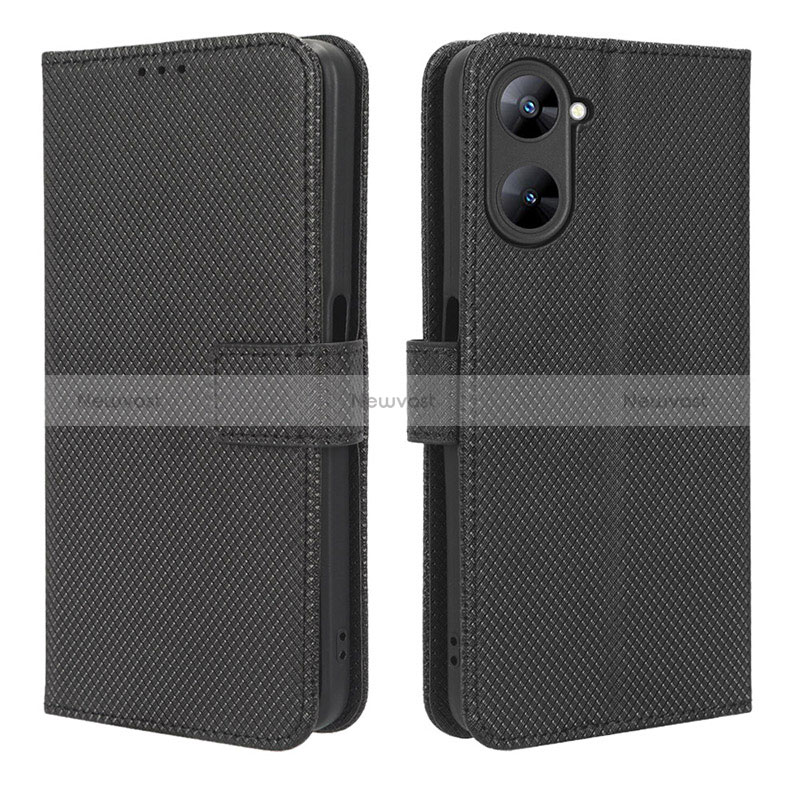 Leather Case Stands Flip Cover Holder BY1 for Realme V20 5G Black