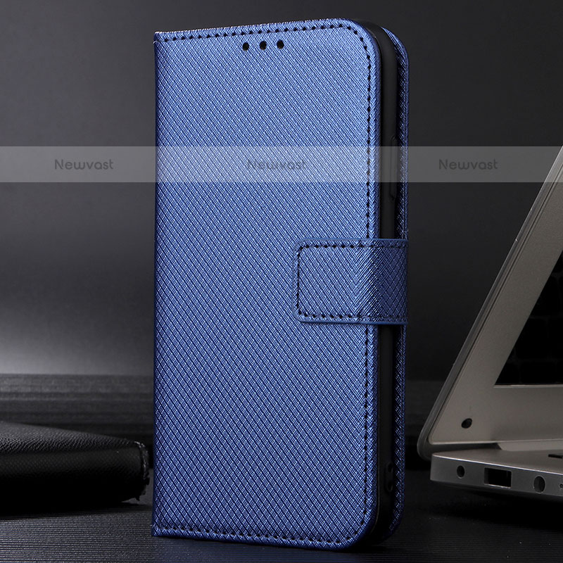 Leather Case Stands Flip Cover Holder BY1 for Samsung Galaxy A02s Blue