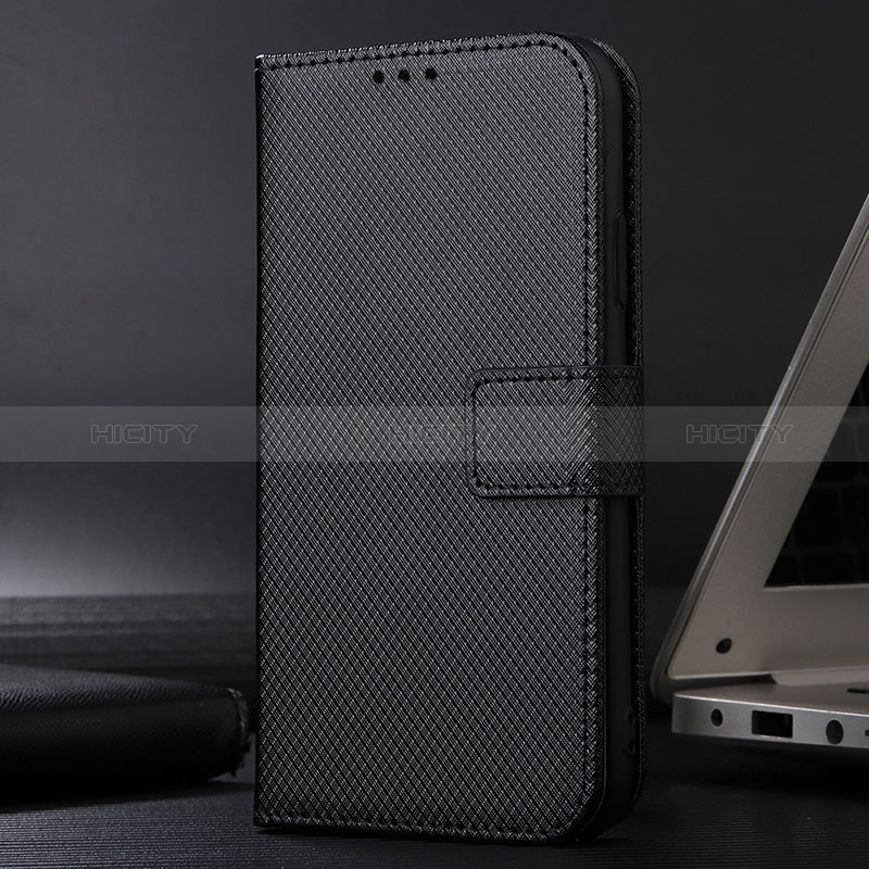 Leather Case Stands Flip Cover Holder BY1 for Samsung Galaxy A03s Black