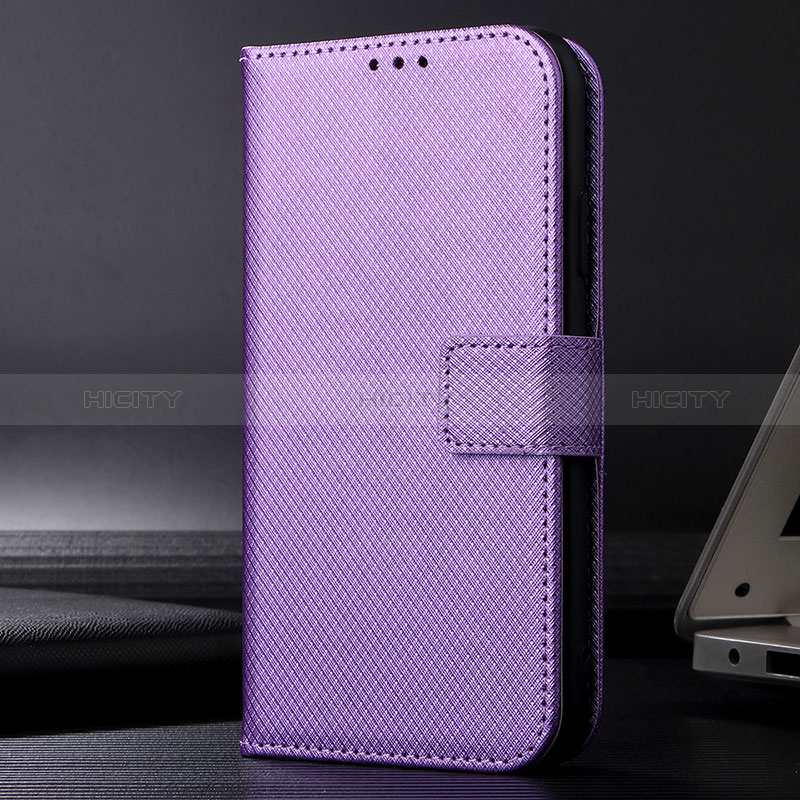 Leather Case Stands Flip Cover Holder BY1 for Samsung Galaxy A03s Purple