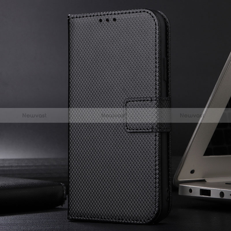 Leather Case Stands Flip Cover Holder BY1 for Samsung Galaxy A12 5G Black