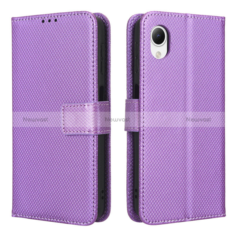 Leather Case Stands Flip Cover Holder BY1 for Samsung Galaxy A23 5G SC-56C Purple