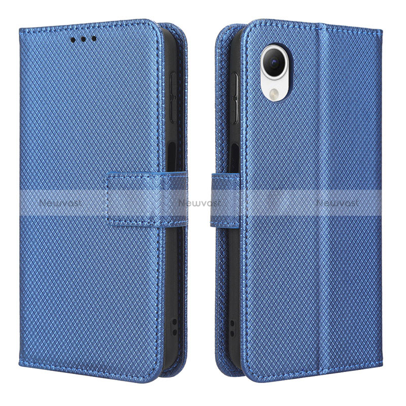 Leather Case Stands Flip Cover Holder BY1 for Samsung Galaxy A23e 5G Blue