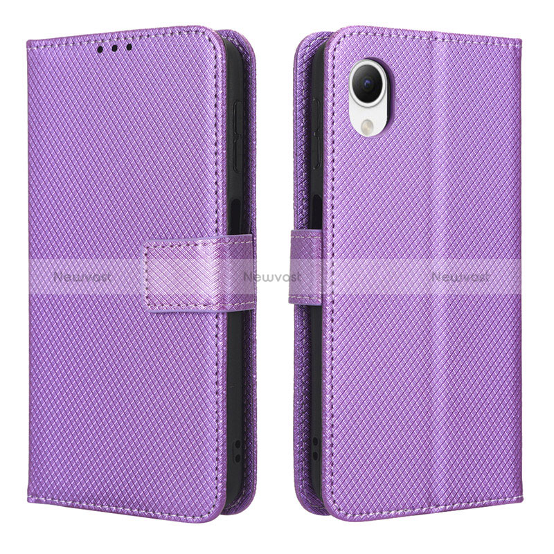 Leather Case Stands Flip Cover Holder BY1 for Samsung Galaxy A23s Purple