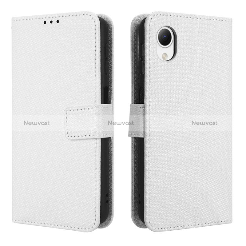 Leather Case Stands Flip Cover Holder BY1 for Samsung Galaxy A23s White