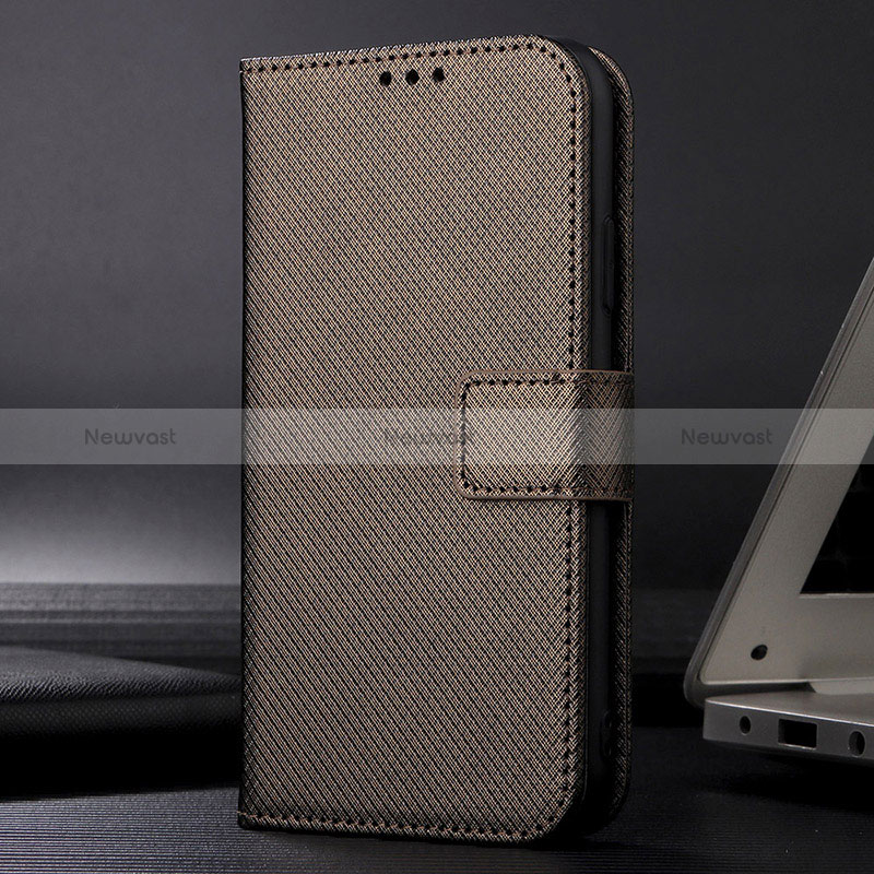 Leather Case Stands Flip Cover Holder BY1 for Samsung Galaxy A33 5G Brown