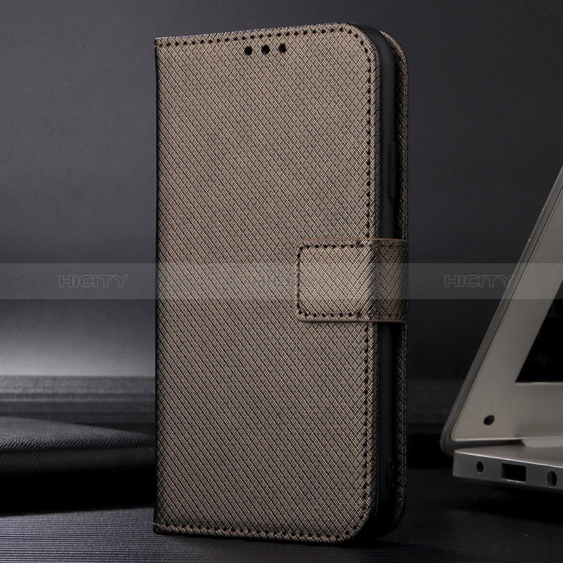 Leather Case Stands Flip Cover Holder BY1 for Samsung Galaxy A72 4G Brown