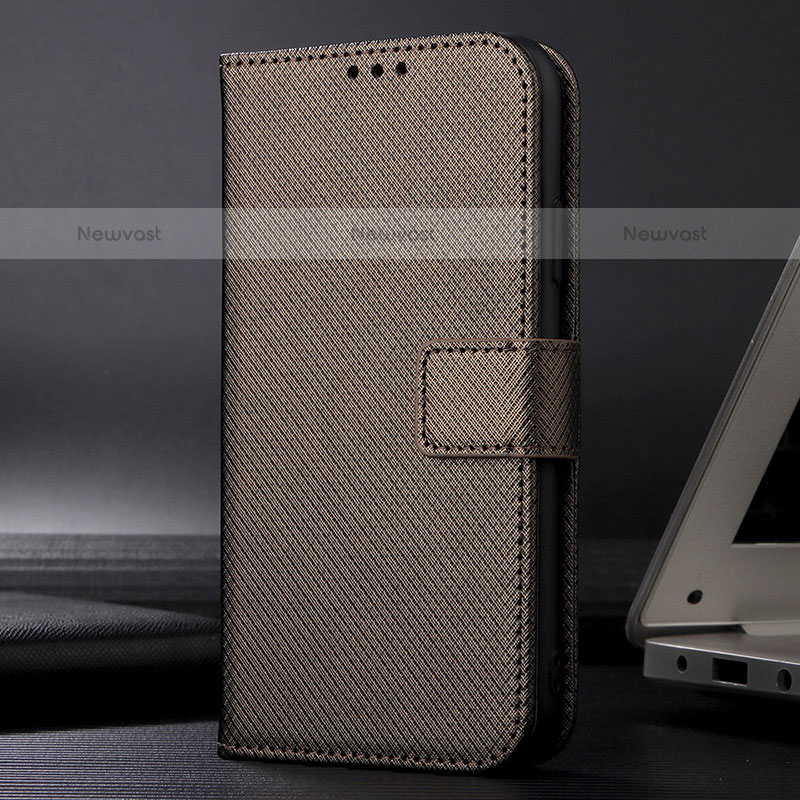 Leather Case Stands Flip Cover Holder BY1 for Samsung Galaxy M52 5G Brown