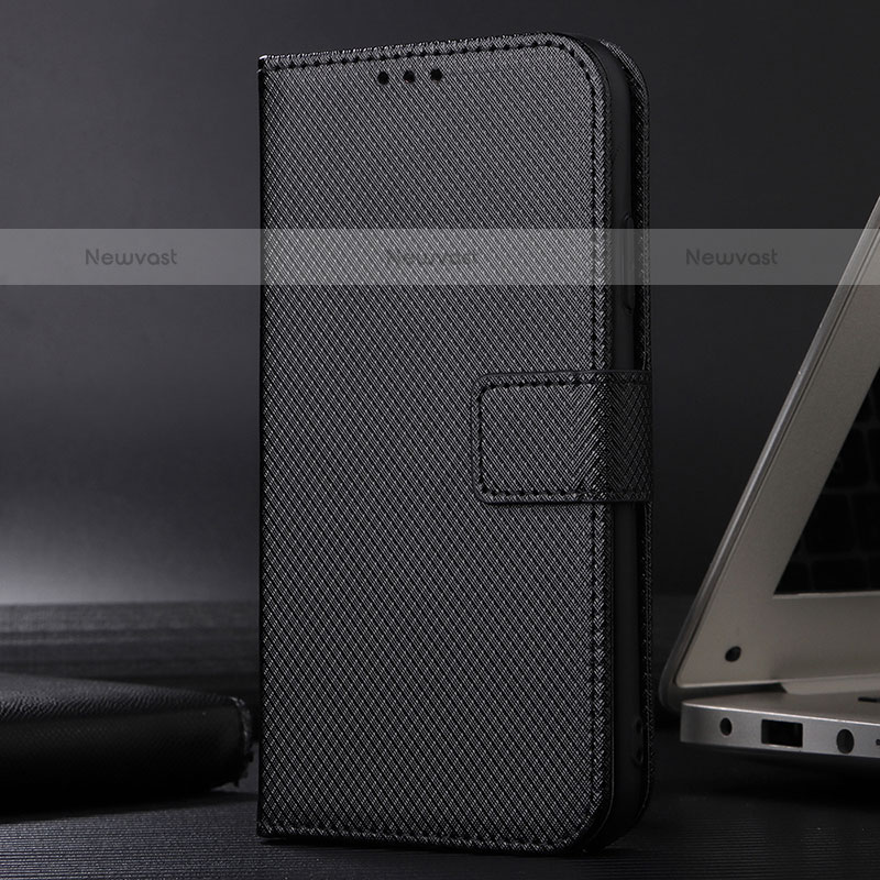 Leather Case Stands Flip Cover Holder BY1 for Samsung Galaxy S22 5G Black