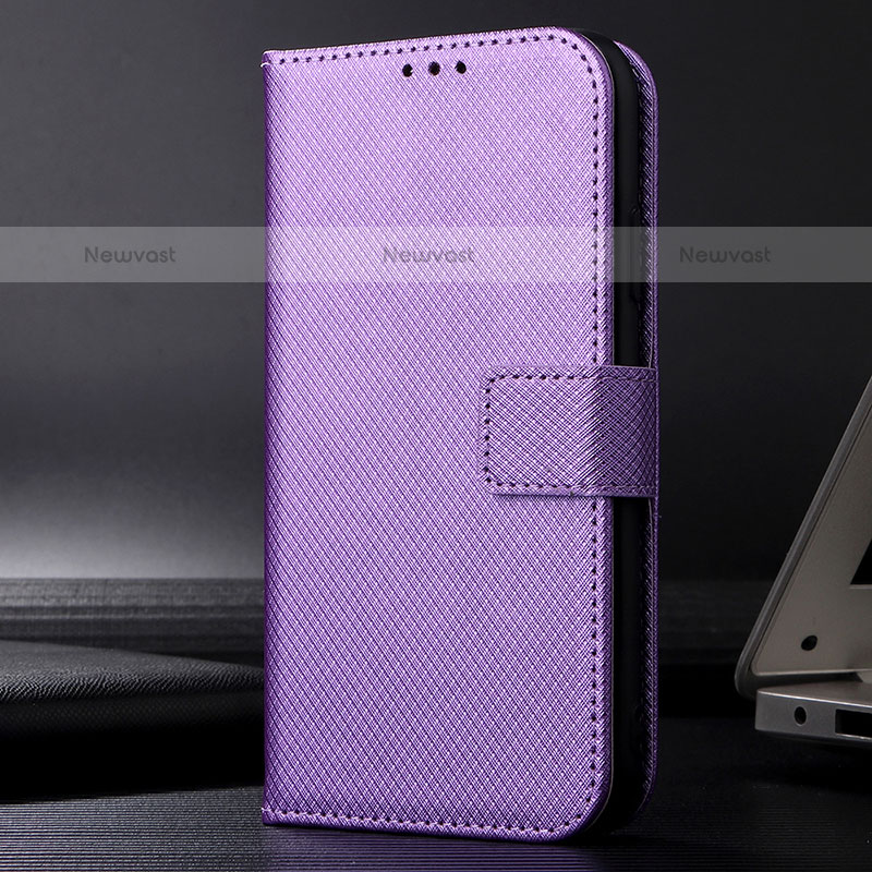 Leather Case Stands Flip Cover Holder BY1 for Samsung Galaxy S22 5G Purple