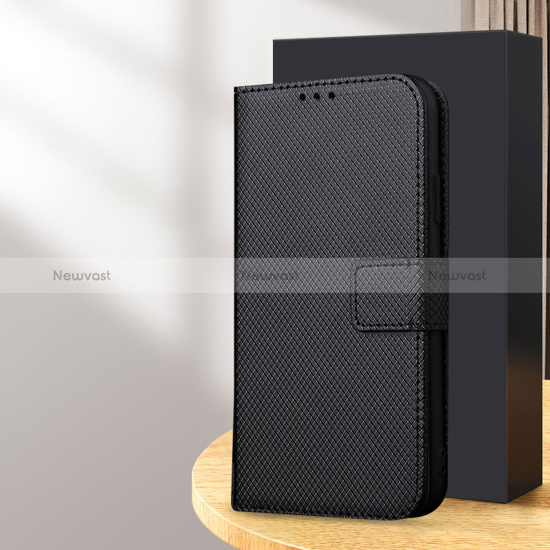 Leather Case Stands Flip Cover Holder BY1 for Samsung Galaxy S24 Plus 5G Black