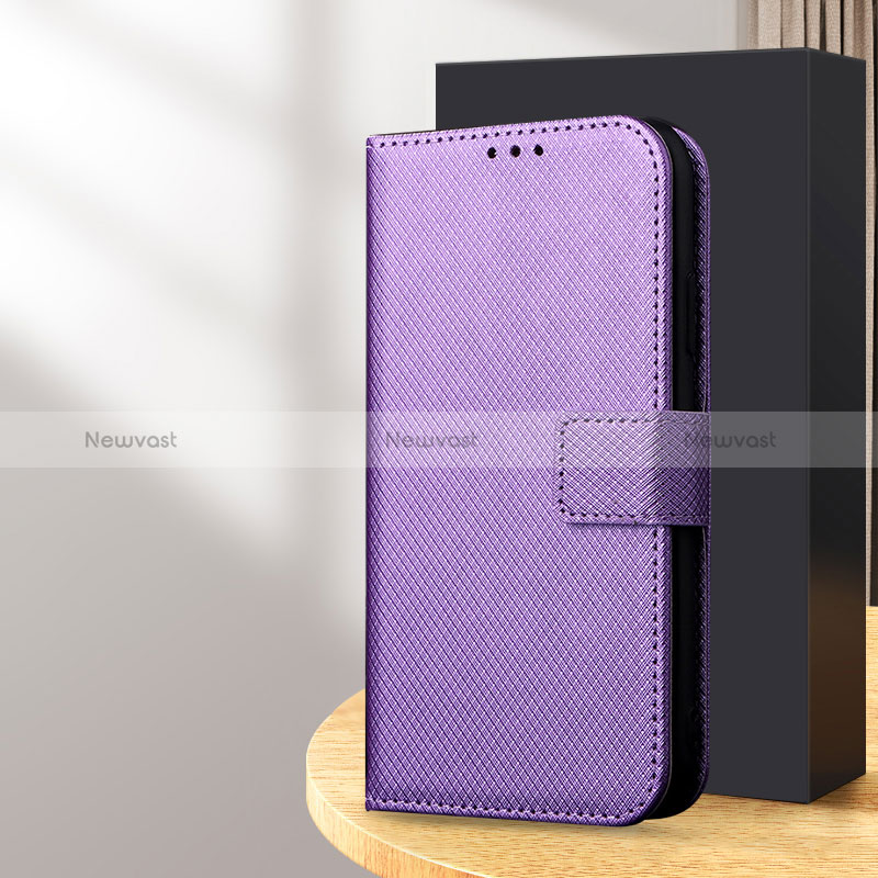 Leather Case Stands Flip Cover Holder BY1 for Samsung Galaxy S24 Plus 5G Purple