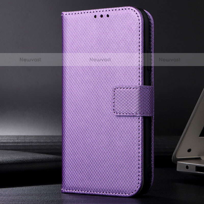 Leather Case Stands Flip Cover Holder BY1 for Samsung Galaxy XCover 5 SM-G525F Purple