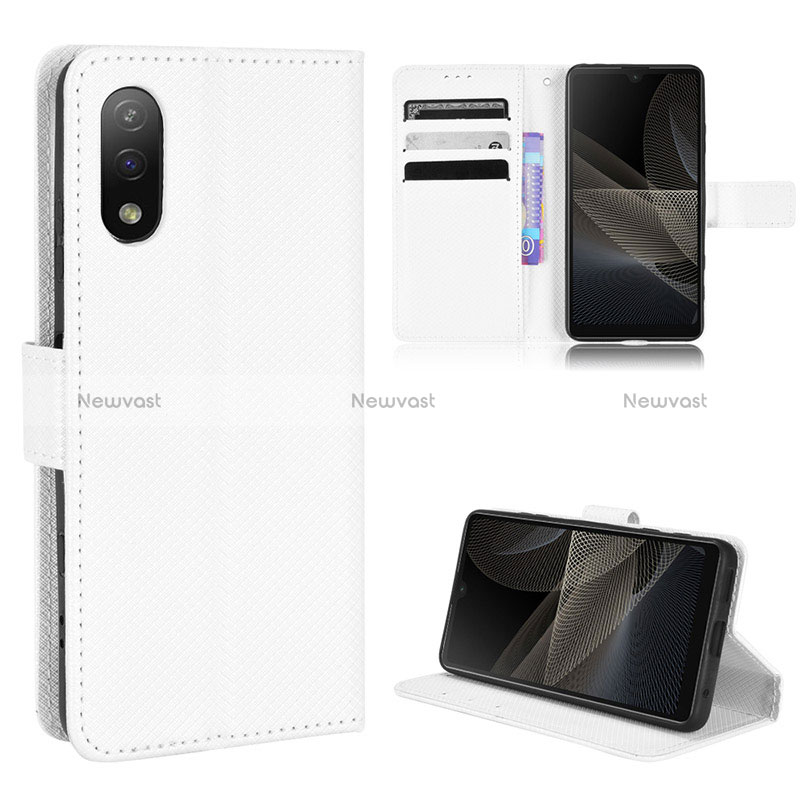 Leather Case Stands Flip Cover Holder BY1 for Sony Xperia Ace II SO-41B White
