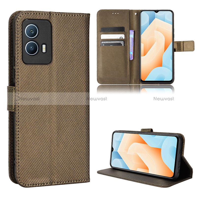 Leather Case Stands Flip Cover Holder BY1 for Vivo iQOO U5 5G