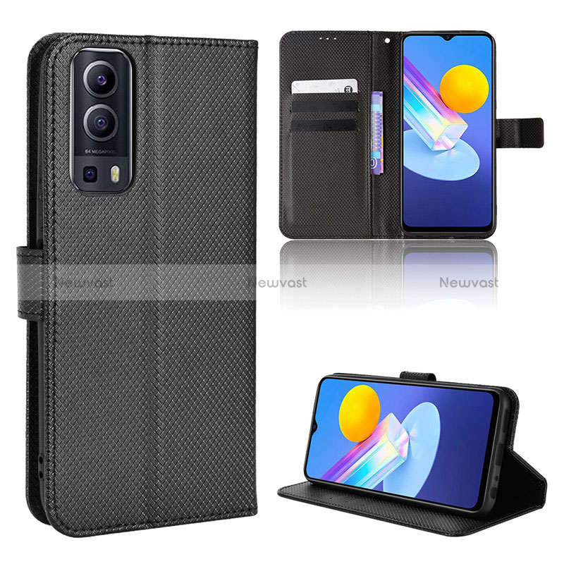 Leather Case Stands Flip Cover Holder BY1 for Vivo iQOO Z3 5G Black