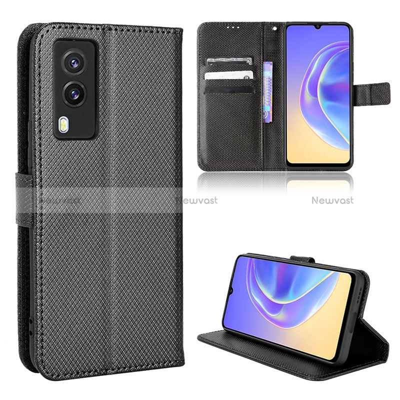 Leather Case Stands Flip Cover Holder BY1 for Vivo V21e 5G Black