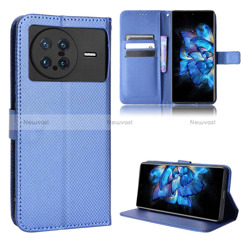 Leather Case Stands Flip Cover Holder BY1 for Vivo X Note Blue