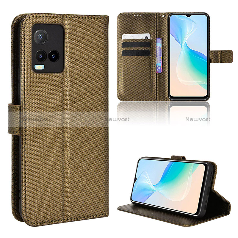 Leather Case Stands Flip Cover Holder BY1 for Vivo Y21