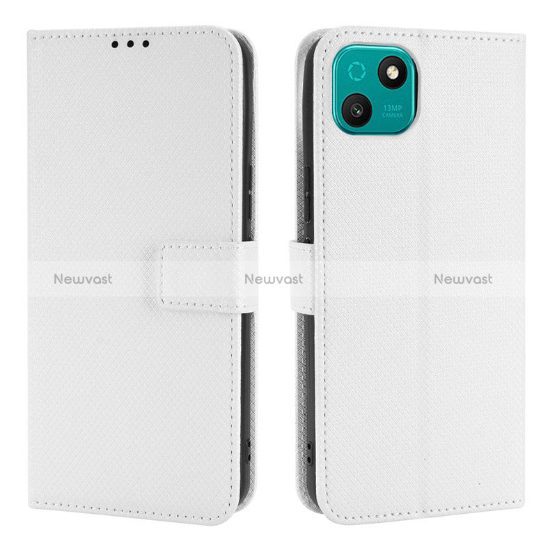 Leather Case Stands Flip Cover Holder BY1 for Wiko T10 White