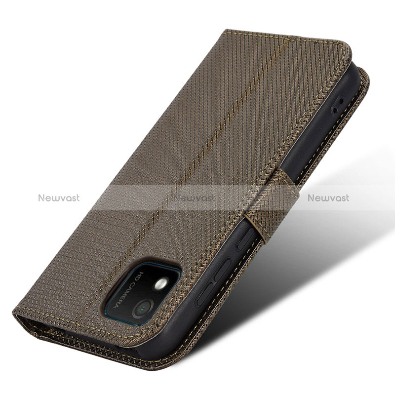 Leather Case Stands Flip Cover Holder BY1 for Wiko Y52 Brown