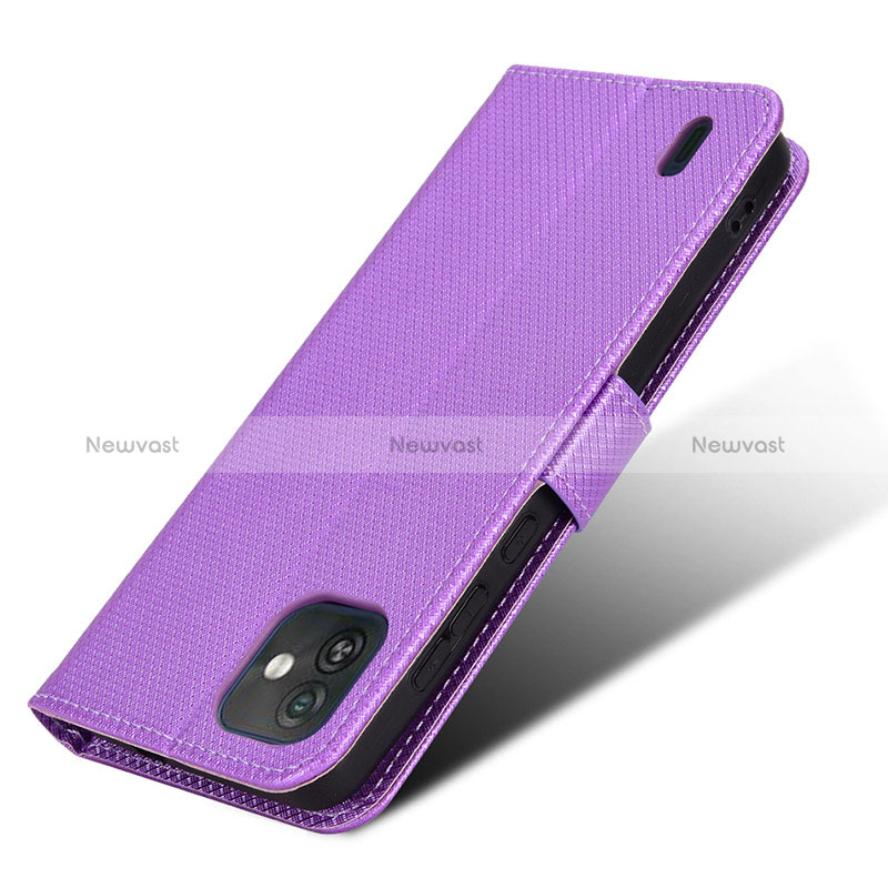 Leather Case Stands Flip Cover Holder BY1 for Wiko Y82 Purple