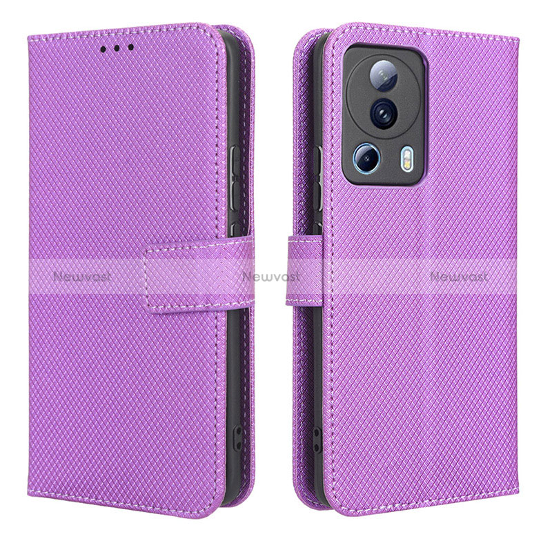 Leather Case Stands Flip Cover Holder BY1 for Xiaomi Civi 2 5G Purple