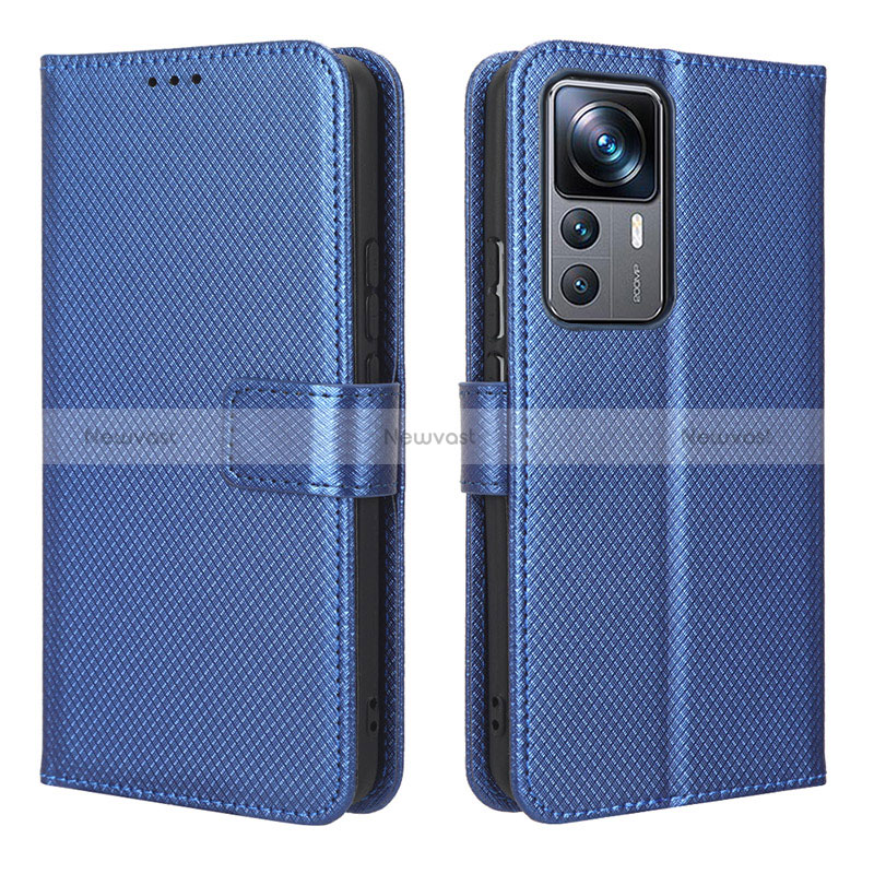 Leather Case Stands Flip Cover Holder BY1 for Xiaomi Mi 12T Pro 5G Blue