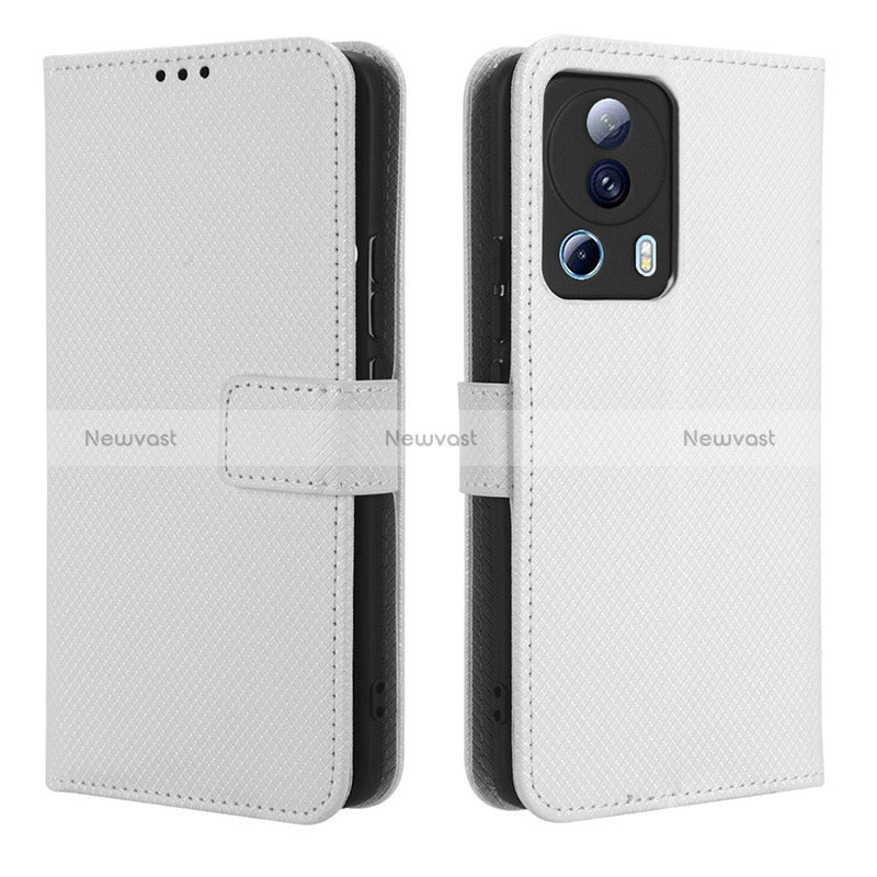 Leather Case Stands Flip Cover Holder BY1 for Xiaomi Mi 13 Lite 5G White