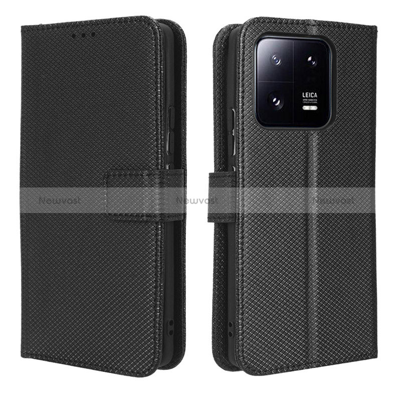 Leather Case Stands Flip Cover Holder BY1 for Xiaomi Mi 13 Pro 5G Black