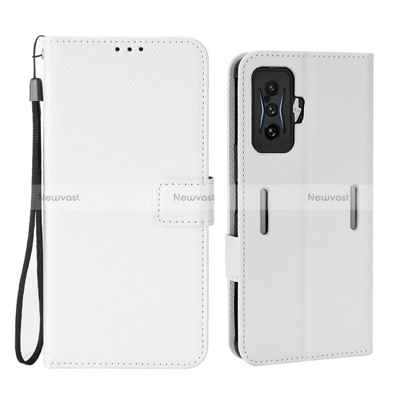 Leather Case Stands Flip Cover Holder BY1 for Xiaomi Poco F4 GT 5G White